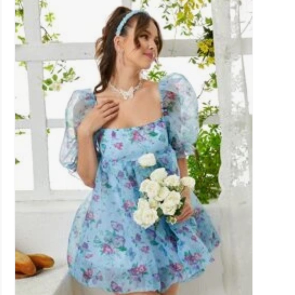 Magical cottage fairy core puff sleeve dress